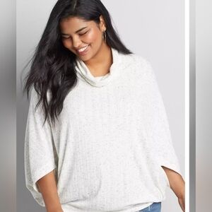 Lane Bryant Soft White Speckled Cowl Neck Sweater 14/16 (6059)